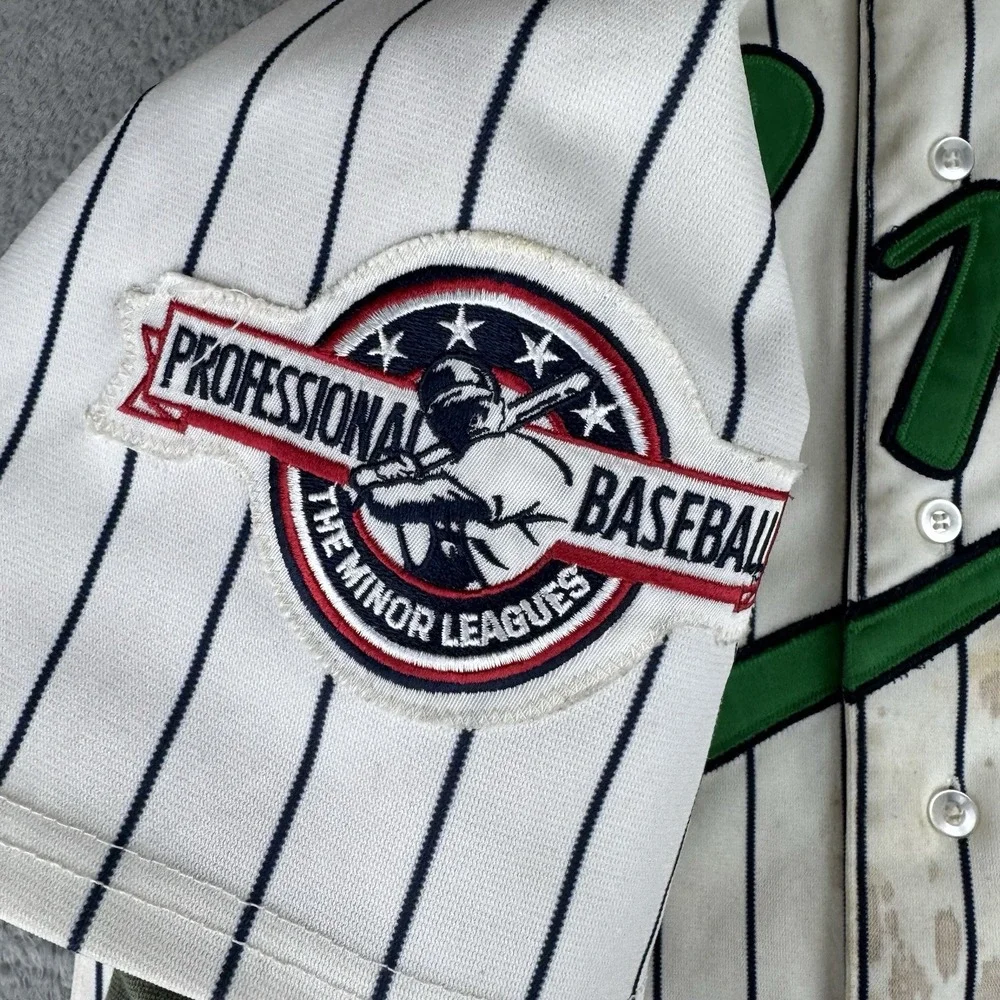 Vintage 1997 Eugene Emeralds Wilson‎ Baseball Jersey Game Worn Signed Striped 46
